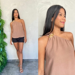 BLUSA BATA MANGA UNICA EM CREPE ARGOLA- - loja online