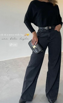 CALÇA JEANS WIDE LEG ESTONADA