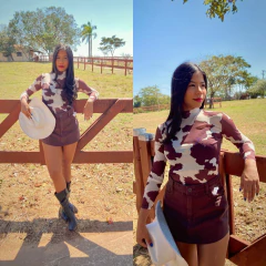 Imagem do SHORT SAIA JEANS MARROM-