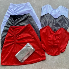 CONJUNTO CORSET E SAIA BRILHO-