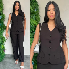 CONJUNTO PANTALONA E COLETE BOTOES- - loja online