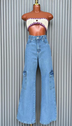 CALÇA JEANS WIDE LEG CARGO SIMPLES- na internet