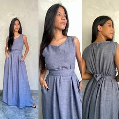 VESTIDO LONGO REGATA BOJO LINHO- - loja online
