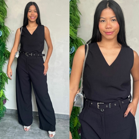 CONJUNTO PANTALONA E REGATA COM CINTO-