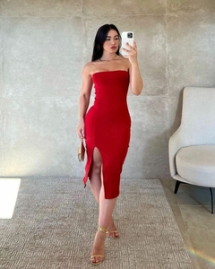 VESTIDO ANA RUGA FENDA CORES-