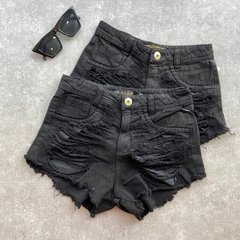 SHORT JEANS DESTROYED BLACK- - Gringa Store