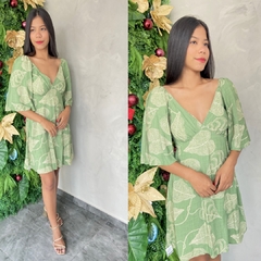 VESTIDO CURTO MANGA FLORAL VISCOSE- na internet