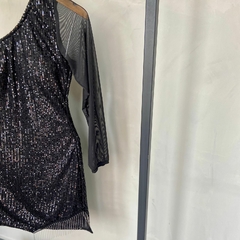 VESTIDO MANGA UNICA PAETE- FRANJAS- na internet