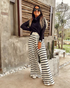 Wide Leg HANOI tejido rayas crudo en internet