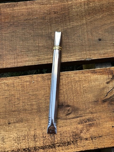 BOMBILLA PLANA ACERO Y BRONCE