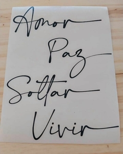 VINILO AMOR, PAZ,SOLTAR,VIVIR (20 x 15 CM). - comprar online
