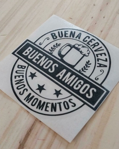 VINILO BUENAS CERVEZAS, BUENOS MOMENTOS (8 X 8 CM). - comprar online