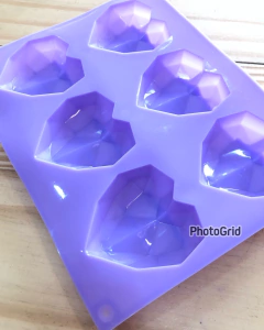 MOLDE SILICONA CORAZONES DIAMANTE GRANDE 6,5 x 6,5 cm. (JABONES) - comprar online