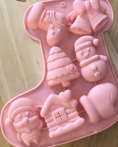 MOLDE SILICONA BOTA MOTIVOS NAVIDEÑOS