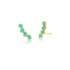 BRINCO EARCUFF CRISTAL REDONDO TURMALINA FUSION COM PONTOS DE ZIRCÔNIA DOURADO