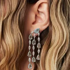 BRINCO PÊNDULO COM CRISTAIS TOPÁZIO DE GOTA E NAVETE na internet