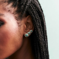 BRINCO EARCUFF GOTA TURQUESA E ZIRCÔNIA DOURADO - comprar online