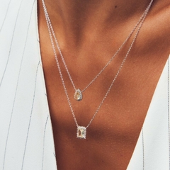 GARGANTILHA PINGENTE GOTA AMARELA FUSION COM ZIRCÔNIA PRATA 925 - comprar online