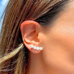 BRINCO EARCUFF 4 PÉROLAS DE ÁGUA DOCE RÓDIO BRANCO na internet