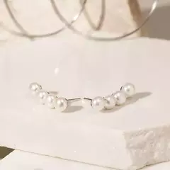 BRINCO EARCUFF 4 PÉROLAS DE ÁGUA DOCE RÓDIO BRANCO - loja online