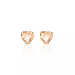 BRINCO CRISTAL CORAÇÃO MORGANITA DOURADO - Carlota Acessórios