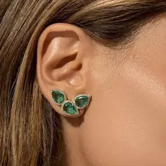 BRINCO EARCUFF 3 GOTAS TURMALINA PARAIBA ZIRCONIA DOURADO - comprar online