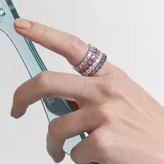 ANEL COM CRISTAIS REDONDOS E ZIRCONIA TANZANITA - comprar online