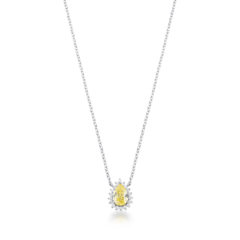 GARGANTILHA PINGENTE GOTA AMARELA FUSION COM ZIRCÔNIA PRATA 925