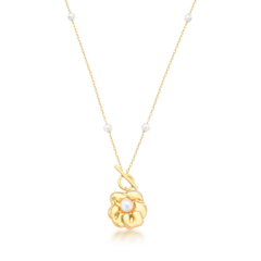 COLAR LONGO FLOR ORGÂNICA PÉROLA DOURADO na internet