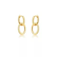 BRINCO ARGOLA 2 ELOS TORCIDOS DOURADO