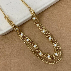 COLAR DUPLO CORRENTES E PEROLAS na internet