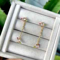 BRINCO FIO CORRENTE CRISTAL MORGANITA DOURADO - Carlota Acessórios