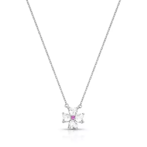 GARGANTILHA TREVO ZIRCONIA MEIO PINK