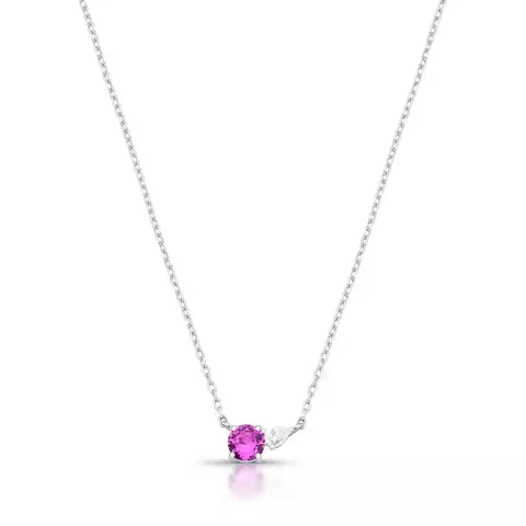 GARGANTILHA ZIRCONIA REDONDA PINK E GOTINHA