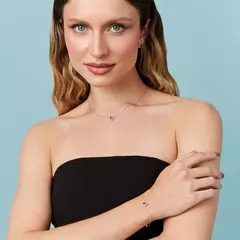 BRINCO COM CRISTAL DE GOTA E ZIRCÔNIAS PINK - Carlota Acessórios