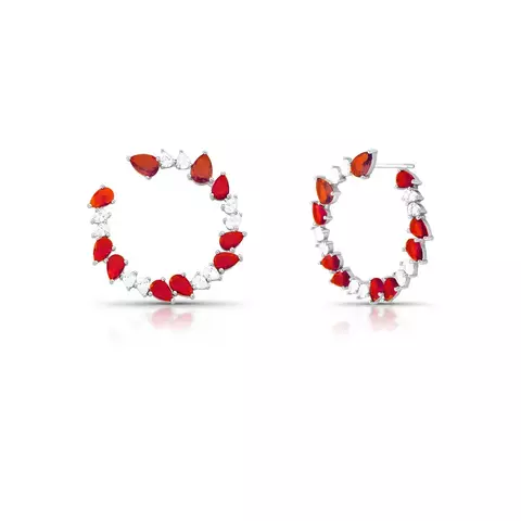 BRINCO REDONDO COM CRISTAIS DE GOTA RUBI - comprar online