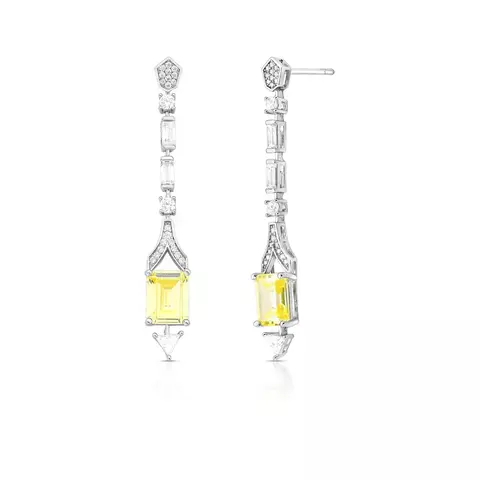 BRINCO PÊNDULO INTERCALADO E VAZADO COM CRISTAIS YELLOW - comprar online