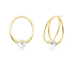 BRINCO CIRCULO DUPLO PÉROLA DOURADO - comprar online