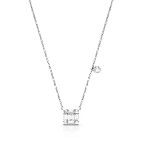 GARGANTILHA PINGENTE QUADRADO ZIRCONIA BAGUETE