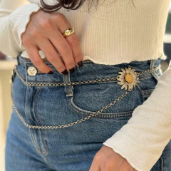 CINTO METAL GIRASSOL RODIO BRANCO - Carlota Acessórios