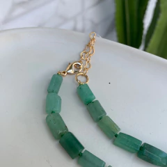 COLAR TUBO GRANDE PEDRA NATURAL AVENTURINA - comprar online