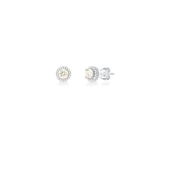 BRINCO PONTO DE LUZ REDONDO MOISSANITE 5.0 MM MOLDURA CRAVEJADO - comprar online