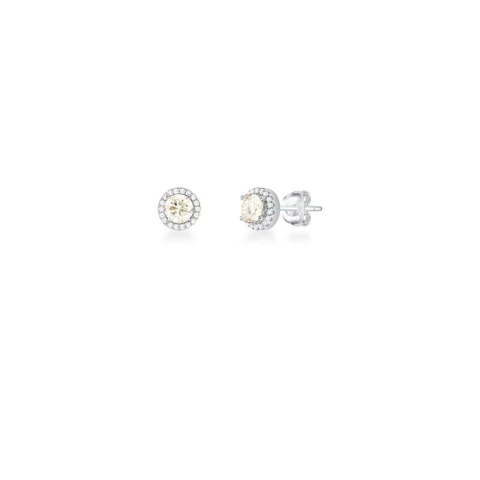 BRINCO PONTO DE LUZ REDONDO MOISSANITE 5.0 MM MOLDURA CRAVEJADO - comprar online
