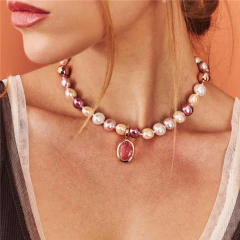 PINGENTE CRISTAL OVAL COLORIDO