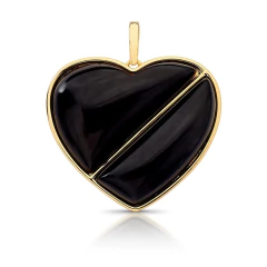 PINGENTE CORAÇÃO ÔNIX E OLHO DE TIGRE - comprar online