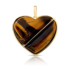 PINGENTE CORAÇÃO ÔNIX E OLHO DE TIGRE na internet