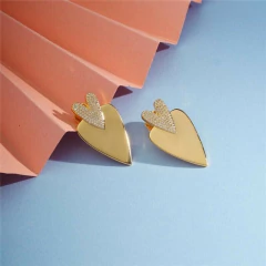 BRINCO CORAÇÃO DUPLO ZIRCONIA E LISO CHAPADO - comprar online
