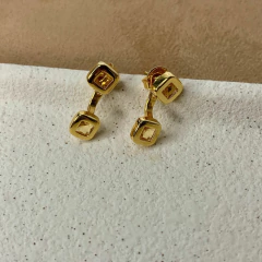 BRINCO EARJACKET QUADRADO CITRINO DOURADO - comprar online