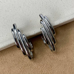 BRINCO ARGOLA FIOS QUADRADA RÓDIO BRANCO - comprar online