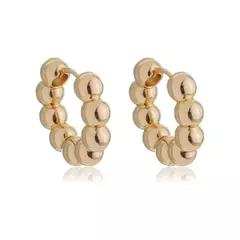 BRINCO ARGOLA ESFERAS DOURADO - Carlota Acessórios